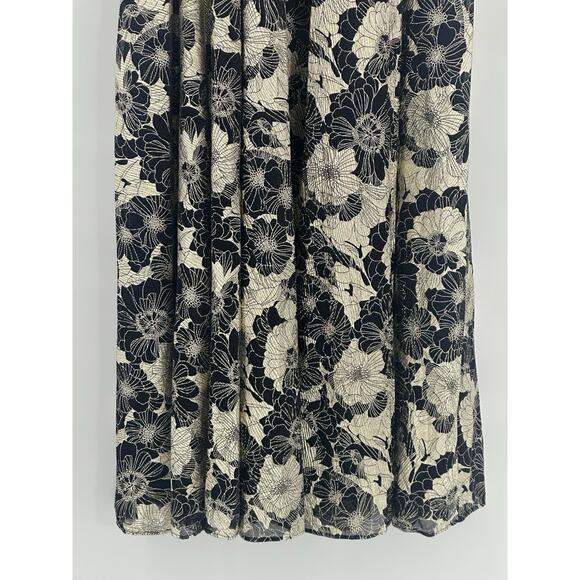 Betsy & Adam Metallic Floral One Shoulder Gown Size 14 Navy Gold A-Line Formal - Picture 10 of 16